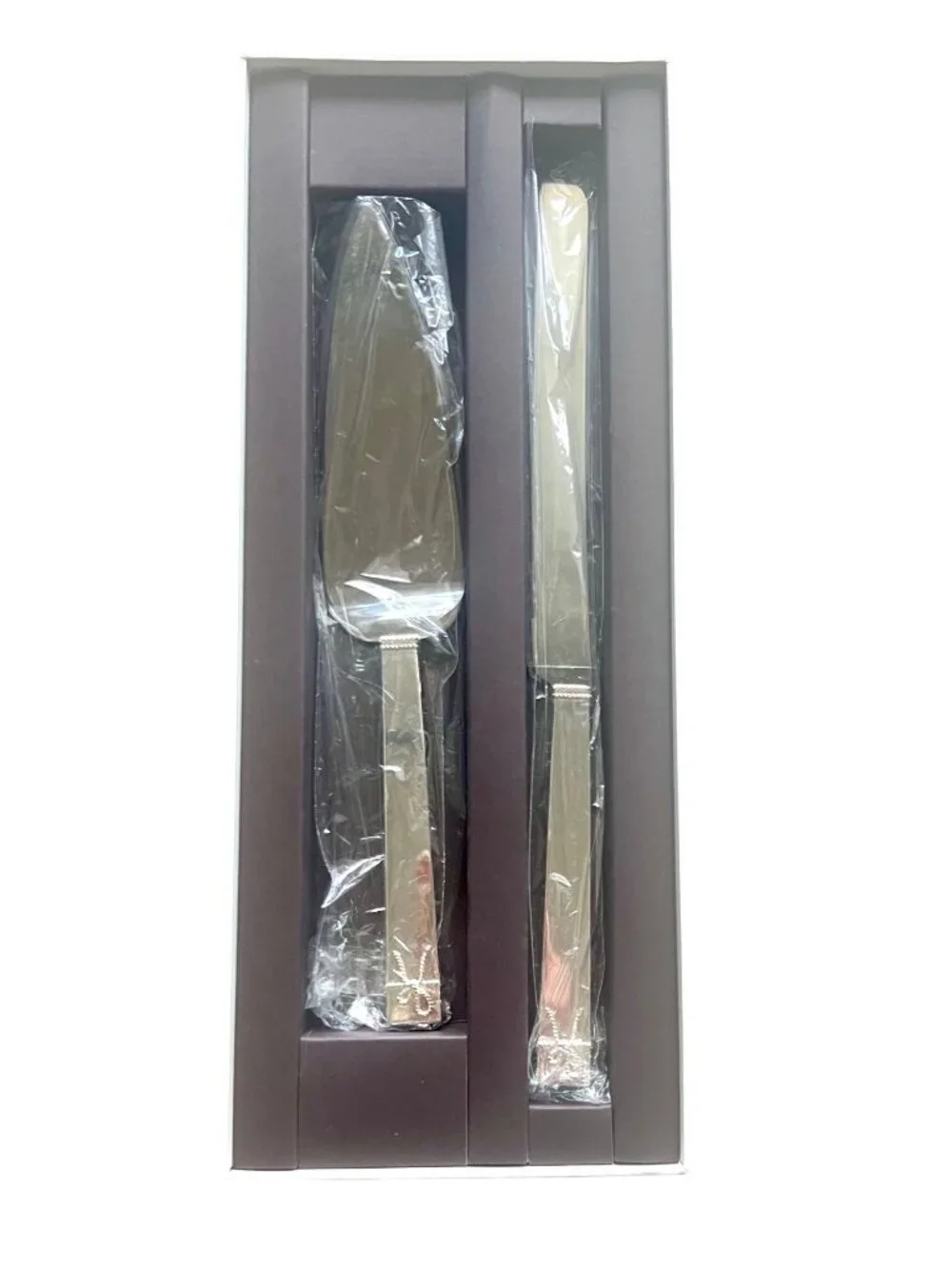 Vera Wang Wedgwood Love Knots Cake Knife & Server Set Silver Plated Wedding NWT - Picture 6 of 12